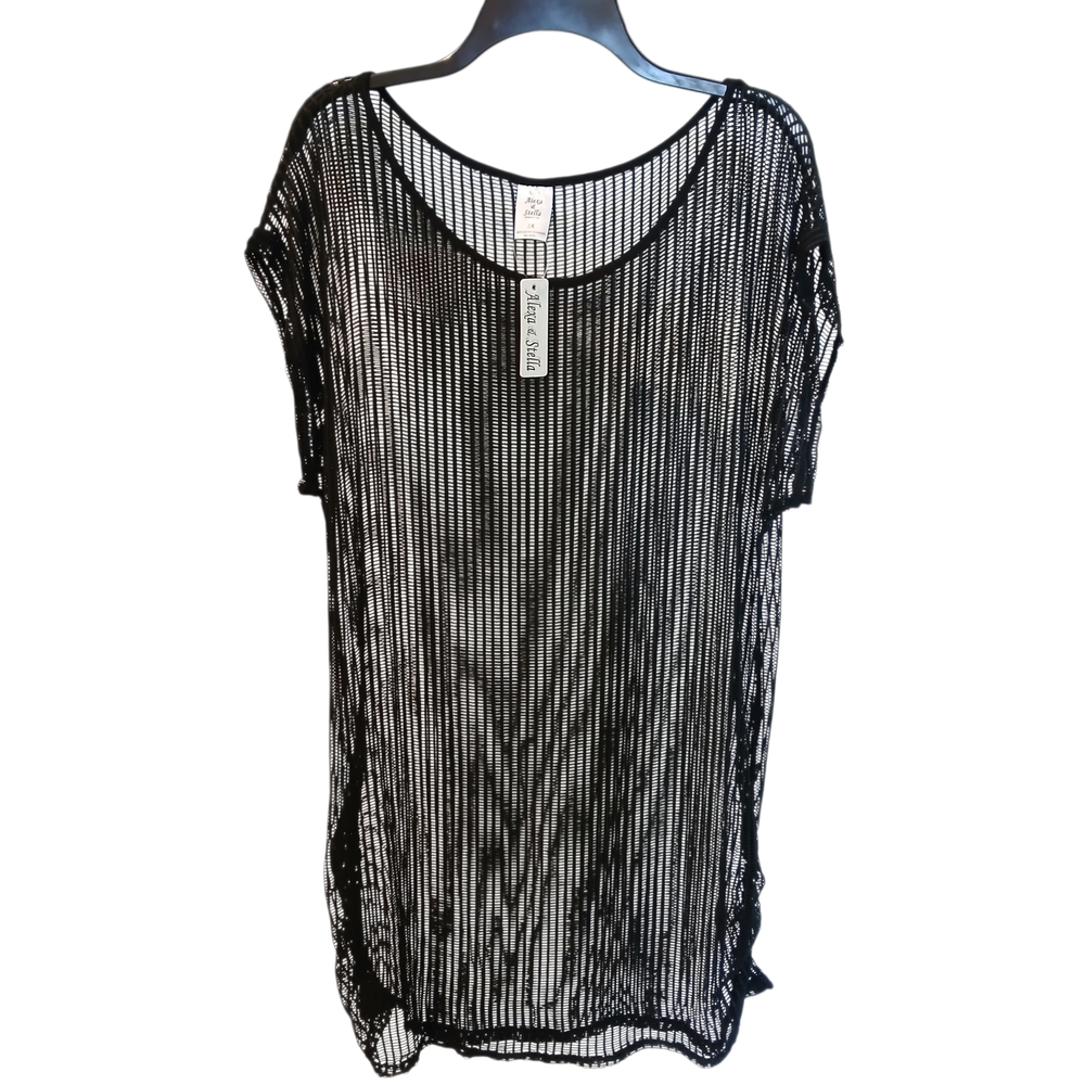 NEW Alexa And Stella Black Sheer Knit Mesh Cover Up Sixe 2X